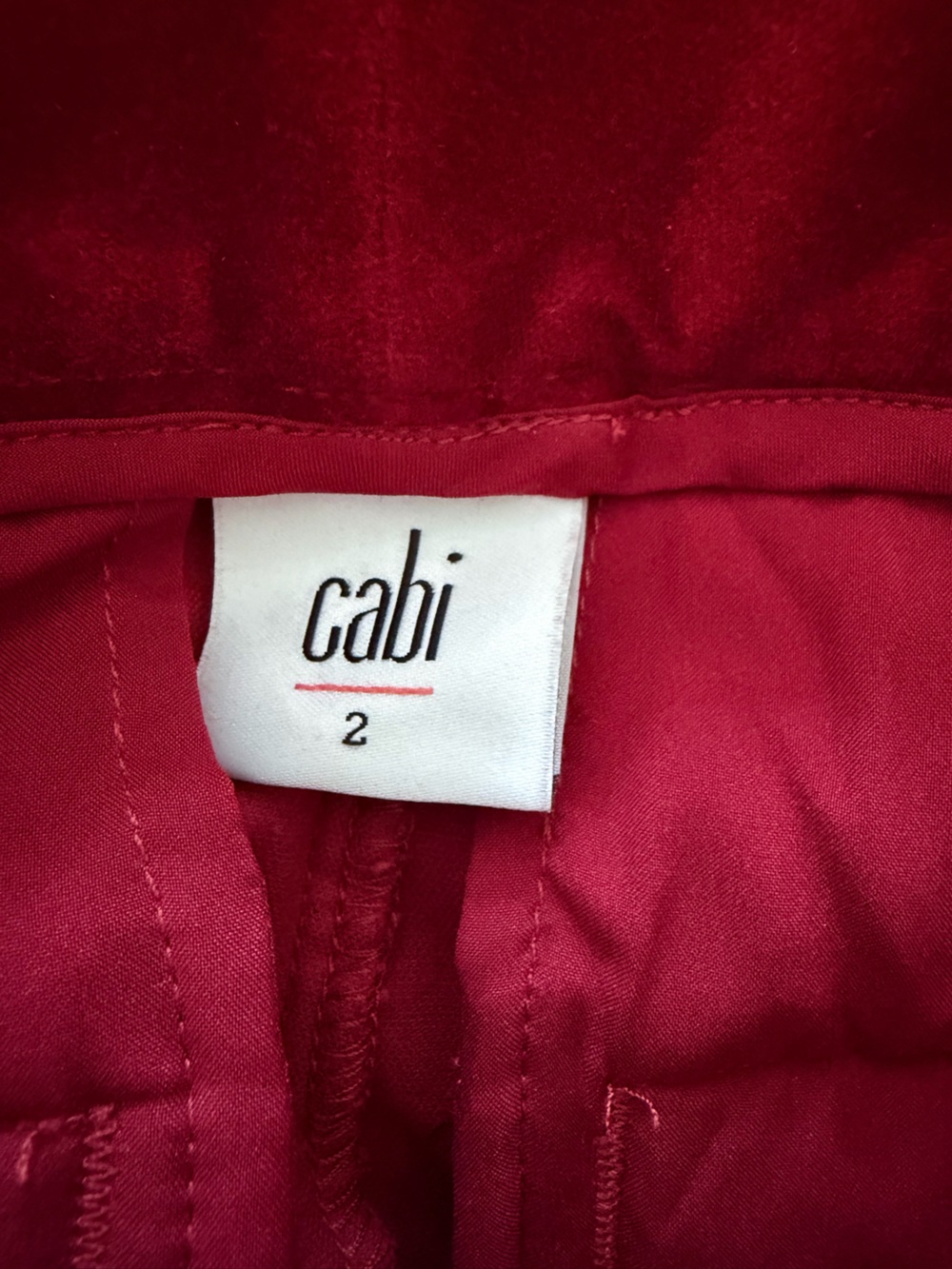 CAbi Ford Red Velvet Suit Set XS 2 Jacket Trouser Holiday Party - Picture 10 of 15